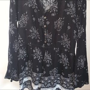 Black and white flower romper